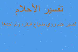 تفسير رؤي ضياع البقره ولم اجدها في المنام تفسير رؤي ضياع البقره ولم اجدها في المنام