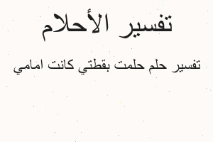 تفسير حلمت بقطتي كانت امامي في المنام