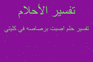 تفسير اصبت برصاصه في كليتي في المنام تفسير اصبت برصاصه في كليتي في المنام