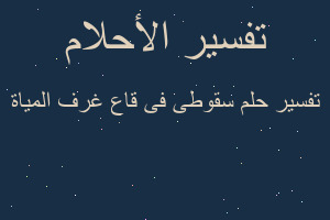 تفسير سقوطى فى قاع غرف المياة في المنام