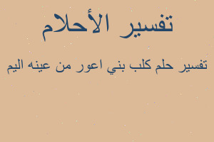 تفسير كلب بني اعور من عينه اليم في المنام تفسير كلب بني اعور من عينه اليم في المنام