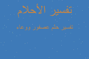 تفسير عصفور ووعاء في المنام