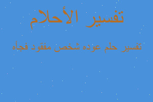 تفسير عوده شخص مفقود فجأه في المنام تفسير عوده شخص مفقود فجأه في المنام