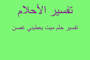 تفسير ميت يعطيني غصن في المنام تفسير ميت يعطيني غصن في المنام