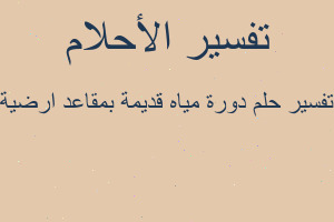 تفسير دورة مياه قديمة بمقاعد ارضية في المنام