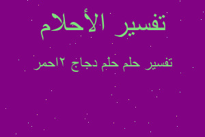 تفسير حلم دجاج 2احمر في المنام