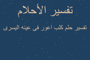 تفسير كلب اعور فى عينه اليسرى في المنام تفسير كلب اعور فى عينه اليسرى في المنام