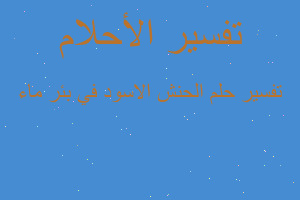 تفسير الحنش الاسود في بئر ماء في المنام تفسير الحنش الاسود في بئر ماء في المنام