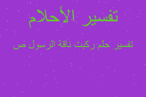 تفسير ركبت ناقة الرسول ص في المنام