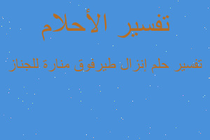 تفسير إنزال طيرفوق منارة للجناز في المنام