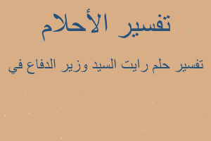 تفسير رايت السيد وزير الدفاع في في المنام