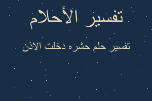 تفسير حشره دخلت الاذن في المنام