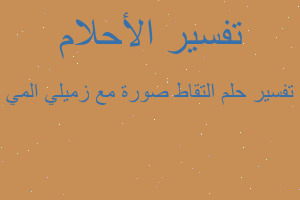 تفسير التقاط صورة مع زميلي المي في المنام