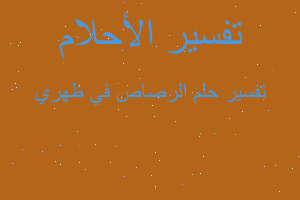 تفسير الرصاص في ظهري في المنام تفسير الرصاص في ظهري في المنام