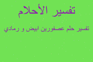 تفسير عصفورين ابيض و رمادي في المنام