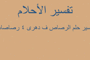 تفسير الرصاص ف دهرى 4 رصاصات في المنام تفسير الرصاص ف دهرى 4 رصاصات في المنام