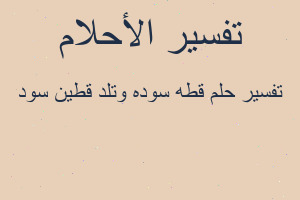 تفسير قطه سوده وتلد قطين سود في المنام