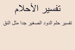 تفسير الدود الصغير جدا مثل النق في المنام تفسير الدود الصغير جدا مثل النق في المنام