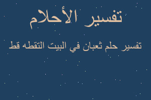 تفسير ثعبان في البيت التقطه قط في المنام