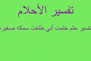 تفسير حلمت أني طلعت سمكه صغيره في المنام