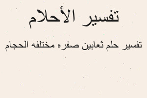 تفسير ثعابين صفره مختلفه الحجام في المنام