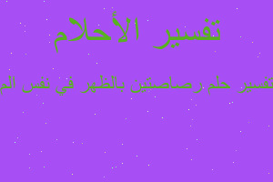 تفسير رصاصتين بالظهر في نفس الم في المنام