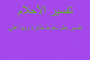 تفسير سقوط طائرة وبها اهلي في المنام تفسير سقوط طائرة وبها اهلي في المنام
