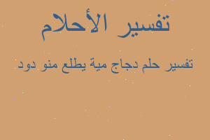 تفسير دجاج مية يطلع منو دود في المنام